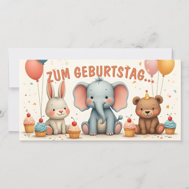 Geburtstagsfreude mit tierischen Freunden (Frente)