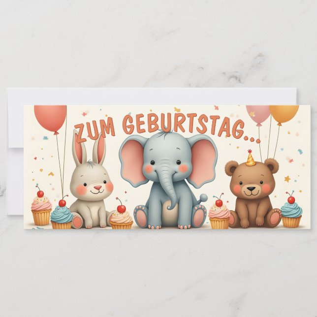 Geburtstagsfreude mit tierischen Freunden (Frente)