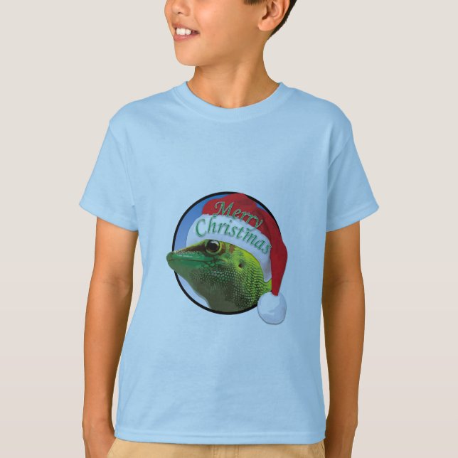 Gecko de Natal - Camisa Básica para Crianças (Frente)