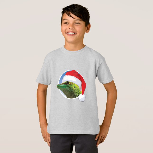 Gecko de Natal - Camisa Básica para Crianças (Frente Completa)
