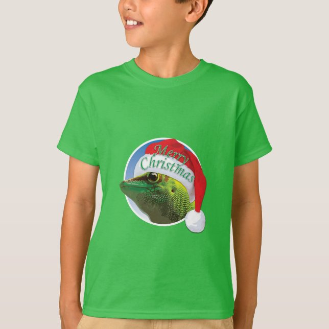 Gecko de Natal - Camisa Básica para Crianças (Frente)