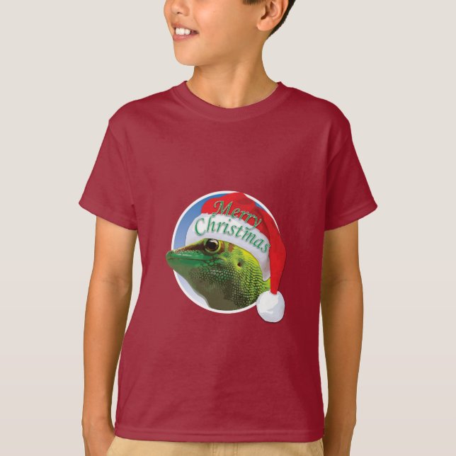Gecko de Natal - Camisa Básica para Crianças (Frente)