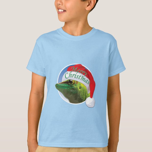 Gecko de Natal - Camisa Básica para Crianças (Frente)