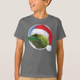 Gecko de Natal - Camiseta Básica de Mão Infantil