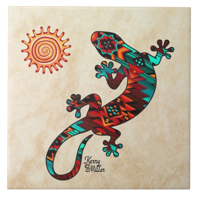 Gecko E Azulejo De Cerâmica Sun (Frente)