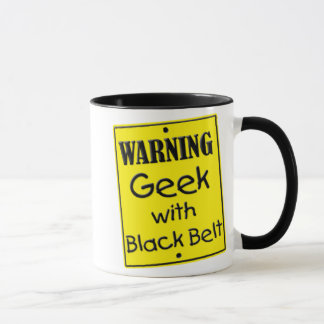 Geek de aviso com caneca preta