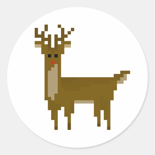 Geek Pixel Rudolph Reindeer Adesivos de Férias (Frente)