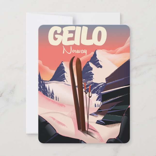 Geilo Norway belo poster de esqui. (Frente)