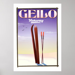 Geilo, poster de viagens do esqui de Noruega