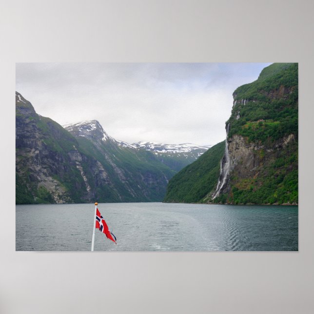 Geiranger Fjord com pavilhão norueguês poster (Frente)