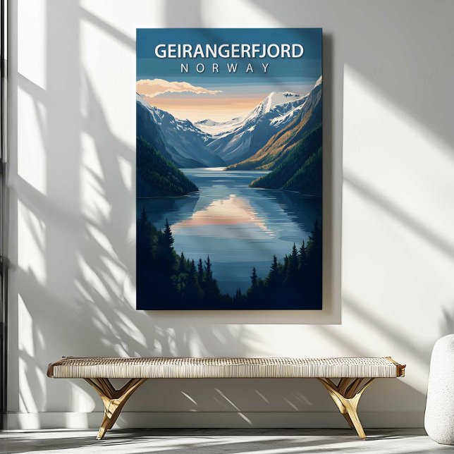 Geirangerfjord Norway Travel Canvas Wall Art (Geirangerfjord Norway Travel Canvas Wall Art by TinkPrints.)