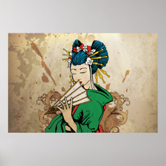 Geisha 芸 poster impressão horizontal 者 Japonês