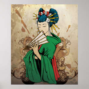 Geisha 芸 poster impressão japonês 者