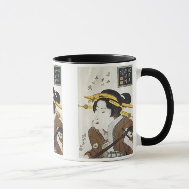 Geisha com Samisan, Eisen, 1826 Mugs & Canecas de  (Direita)
