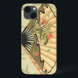 Geisha Fan com Folhas e Impressão Floral<br><div class="desc">Esta linda impressão tem uma ventoinha de guisha destacada sobre um fundo de folhas flutuantes. O ventilador também tem um na moda floral design. Os fãs de arte asiática deveriam adicionar isto à coleção deles!</div>