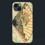 Geisha Fan com Folhas e Impressão Floral<br><div class="desc">Esta bela impressão tem uma fã de guisha destacada contra um fundo de folhas flutuantes. O fã também tem um design floral na moda adorável. Fãs de arte asiática deveriam adicionar isso a sua coleção!</div>