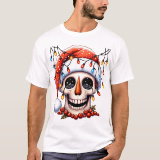 Gelado Sorridoso Camisa Natal Snowman Skull