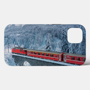 Gelo e neve Suiça de trem Red Bernina Express