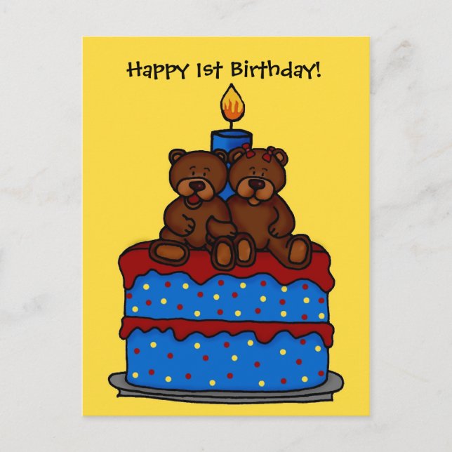 gêmeas de garotinha no cartão postal do bolo de pr (Frente)