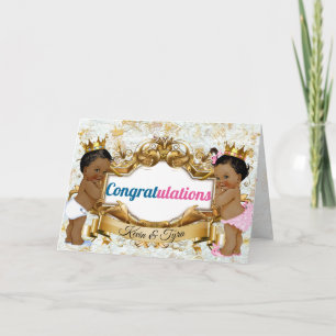 Gêmeos Africanos Cartão de Felicitações Menino & M