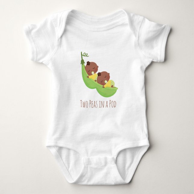 Gêmeos Afro-Americanos Fofos em Camiseta de Bebê P (Frente)