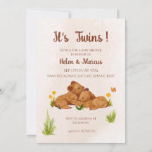 Gêmeos, convite para chás de fraldas neutro em ter