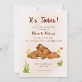 Gêmeos, convite para chás de fraldas neutro em ter