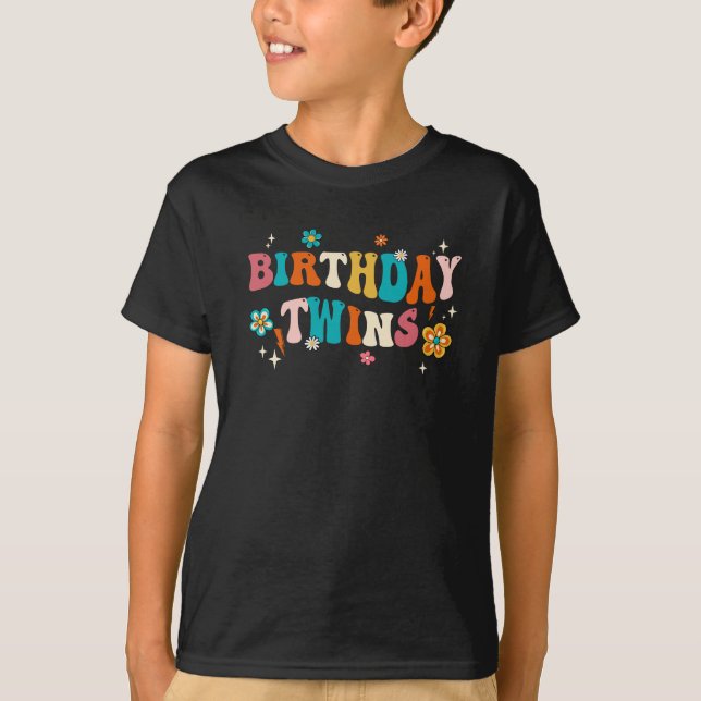 Gêmeos de Aniversário Camisas Retro Combinando Gêm (Frente)
