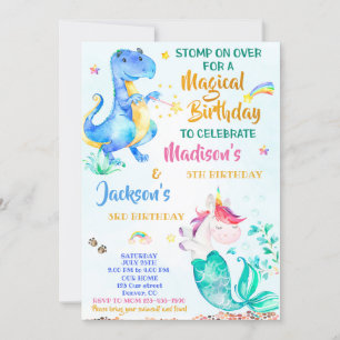 Gêmeos de convites para o aniversário do Mermicorn