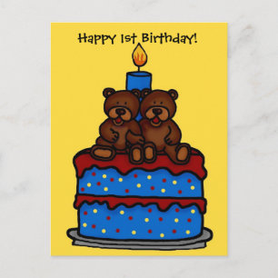 gêmeos de menino no cartão postal do bolo de prime