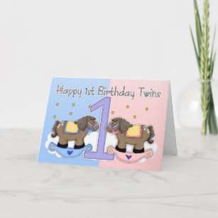 Gêmeos Primeiro Cartão de Aniversário - Dois Peque