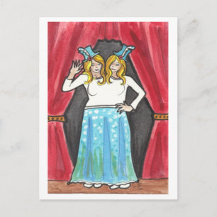 Gêmeos siameses circo + cartão postal de arte de s