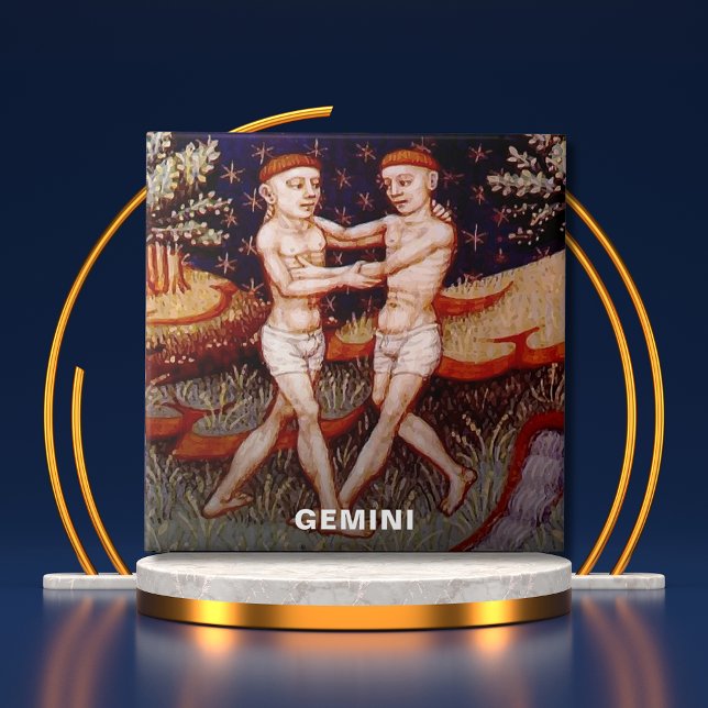 Gemini, a Festa de aniversário dos Sinais Gêmeos Z (Gemini the Twins Zodiac Sign Birthday Party Ceramic Tile Cover)