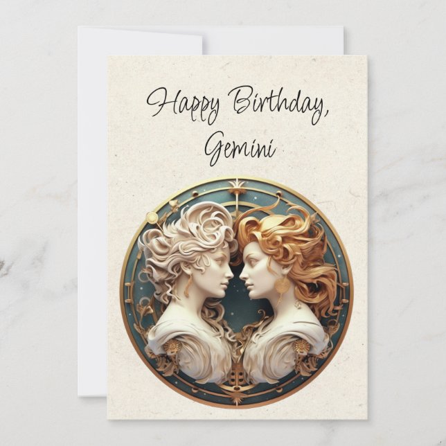 Gemini gêmeos Zodiac - Cartão de Aniversário Minim (Frente)