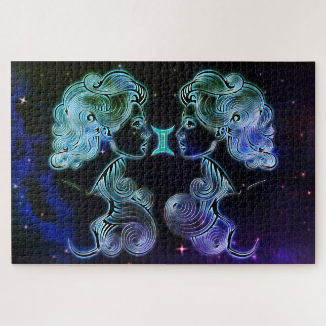 gemini, quebra-cabeça de zodiac gêmeos  (Horizontal)