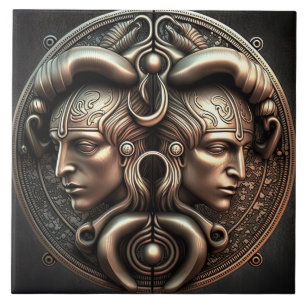 Gemini Sinal Zodiac Gemini Horoscope Azulejo cerâm