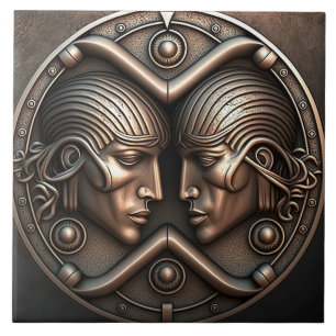 Gemini Sinal Zodiac Gemini Horoscope Azulejo cerâm