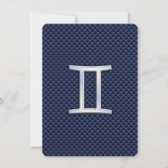 Gemini - Sinal Zodiac no Estilo de Fibra Azul de C (Frente)