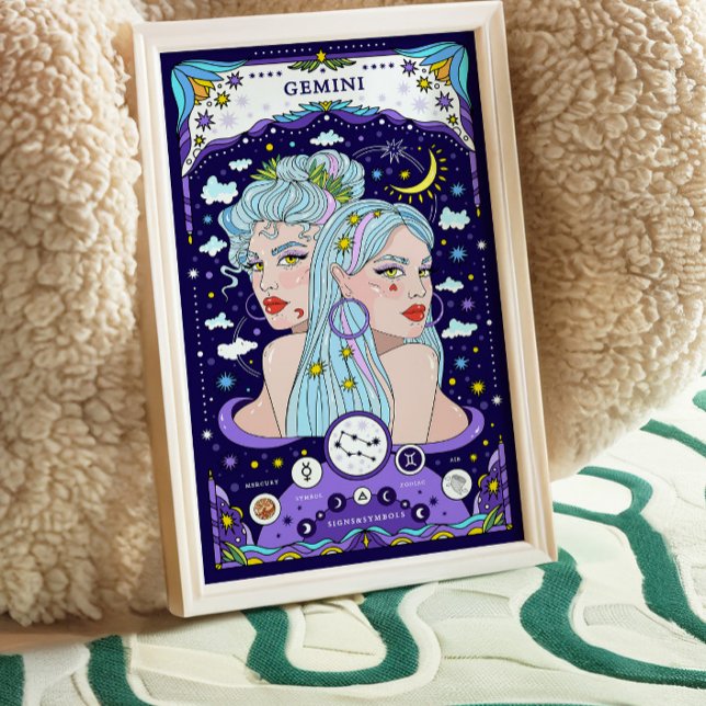 Gemini Zodiac Blue Poster - Versatile e Airy (Criador carregado)
