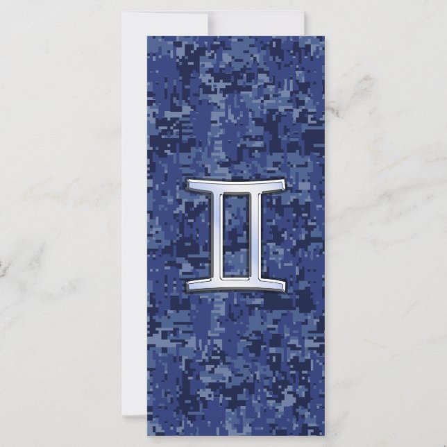 Gemini Zodiac Symbol on Navy Blue Digital Camo (Frente)