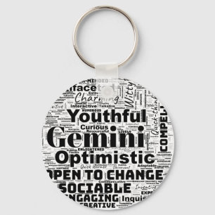 Gemini Zodiac Word Cloud Inspiration Chaveiro
