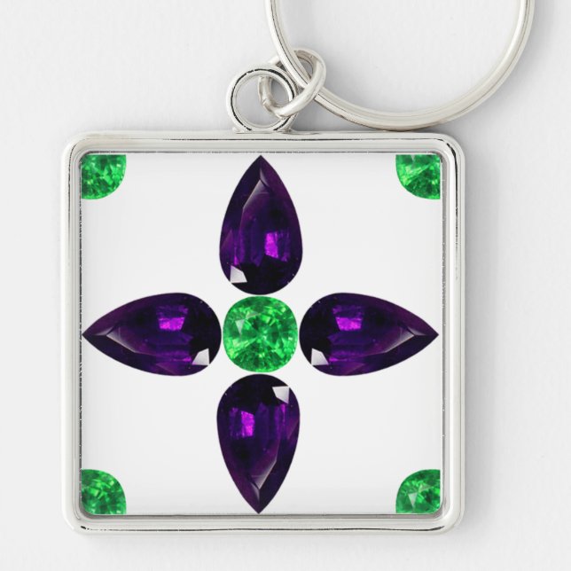 Gemstone Art, Green and Purple Chaveiro (Frente)