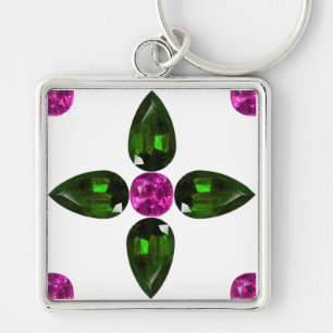 Gemstone Art, Purple Green Chaveiro