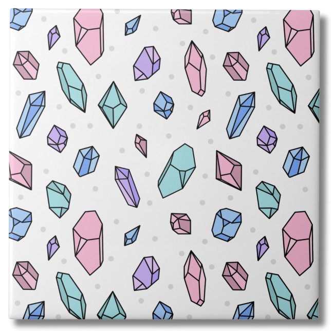 Gemstones Gemstones Gems Cristal de Trendy Trendy (Cute Trendy Pastel Gemstones Gems Crystal Pattern Ceramic Tile)