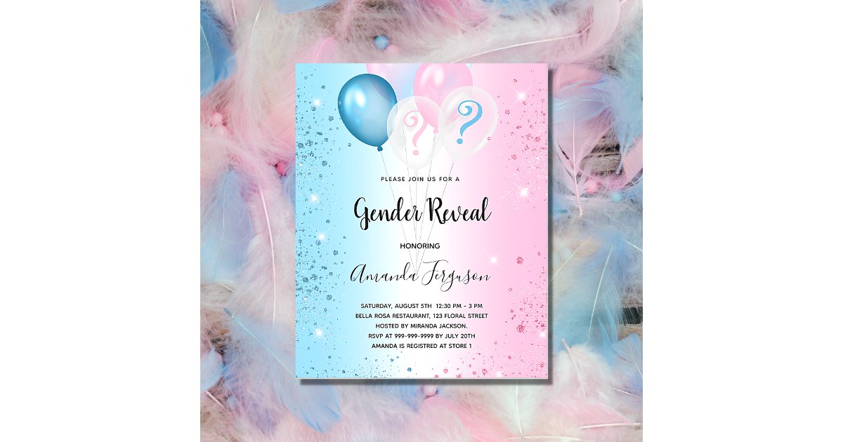 Gender Reveal Party Pink Blue Boy Girl Invitation Br 3323