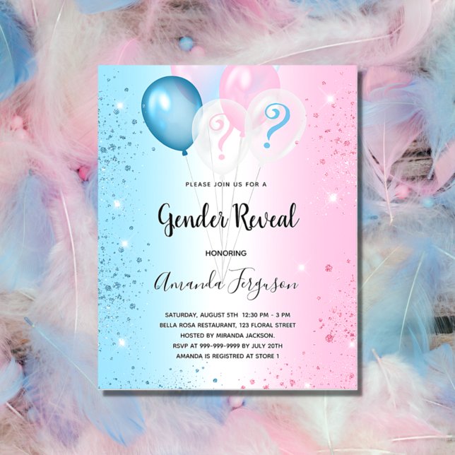 Gender reveal party pink blue boy girl invitation (Criador carregado)