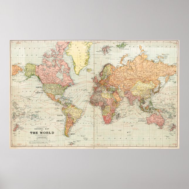 General Map of the World Poster (Frente)