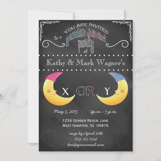 Gênero bebê Revela Convite em Quadro (Frente)