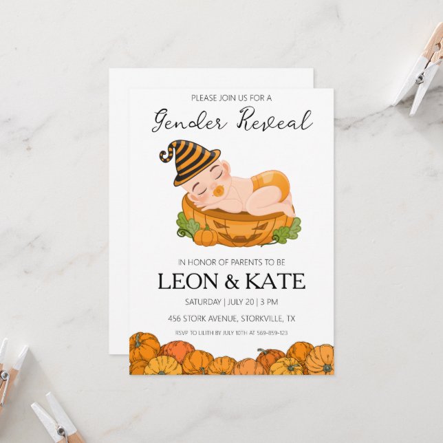 gênero de abóbora revela convites (Frente/Verso In Situ)