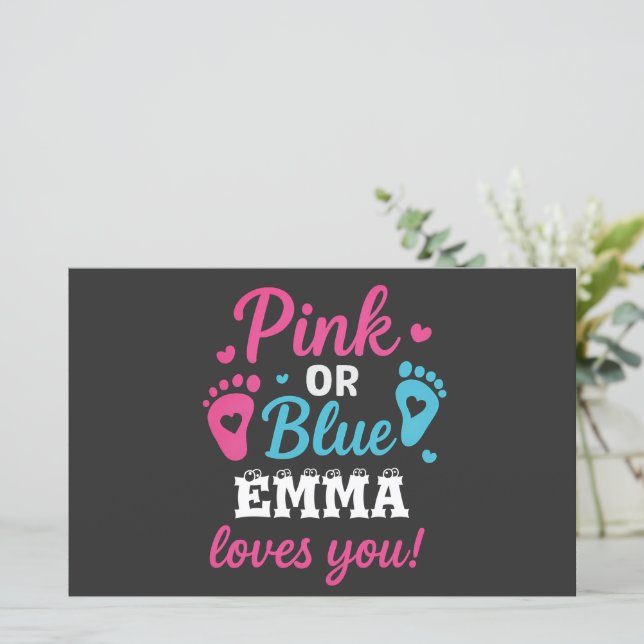 Gênero Personalizado Revelar Rosa ou Azul Bebê (Em pé/Frente)